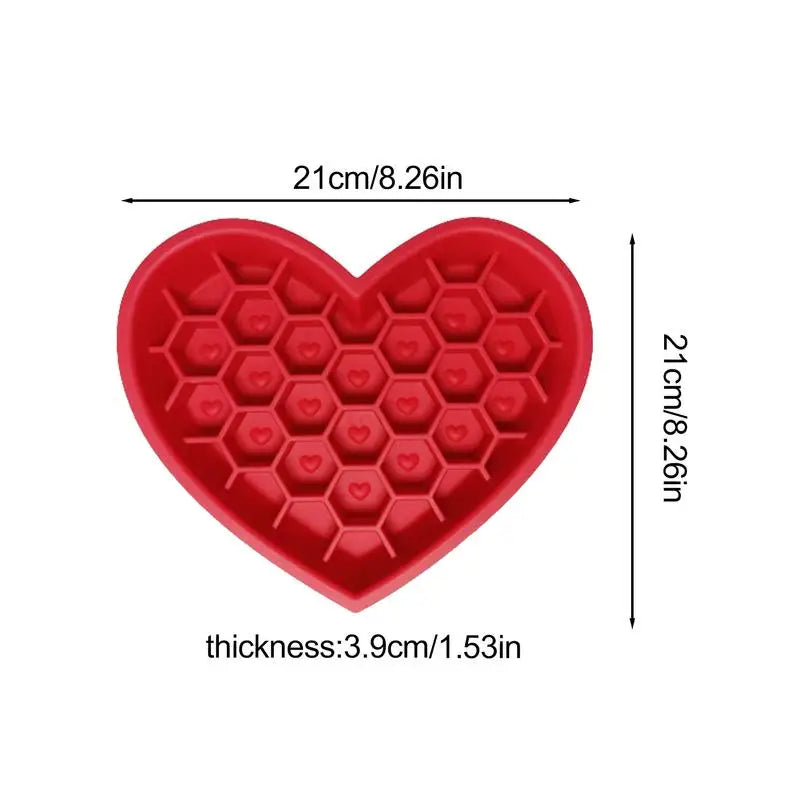 Pet Cat Dog Slow Feeder Silicone Cat Dog Bowl Creative Love Shape Feeder Non-Slip Design Anti-Choking Feeder With Suction Cups