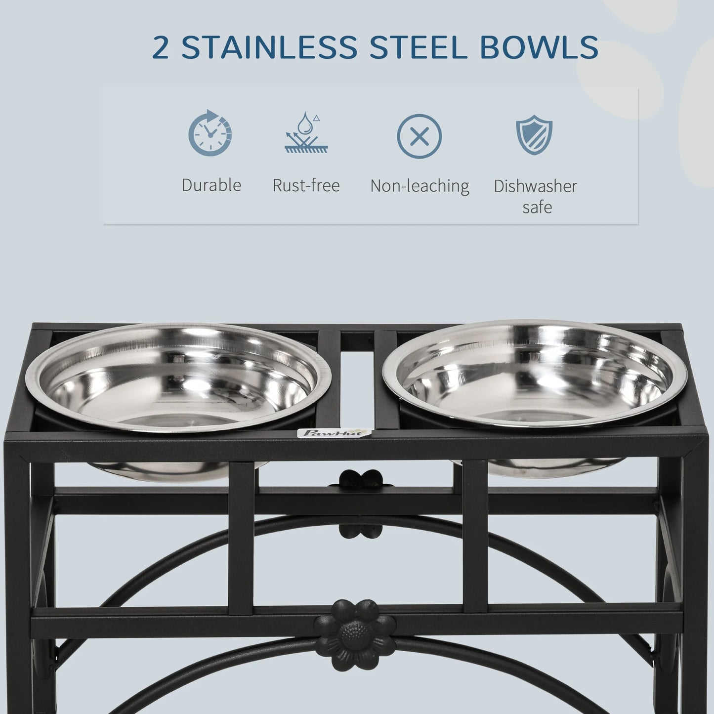 Dog Food Feeder Bowl - 2-in-1 Stainless Steel Pet Dish with Non-Slip Metal Base, Durable and Easy to Clean