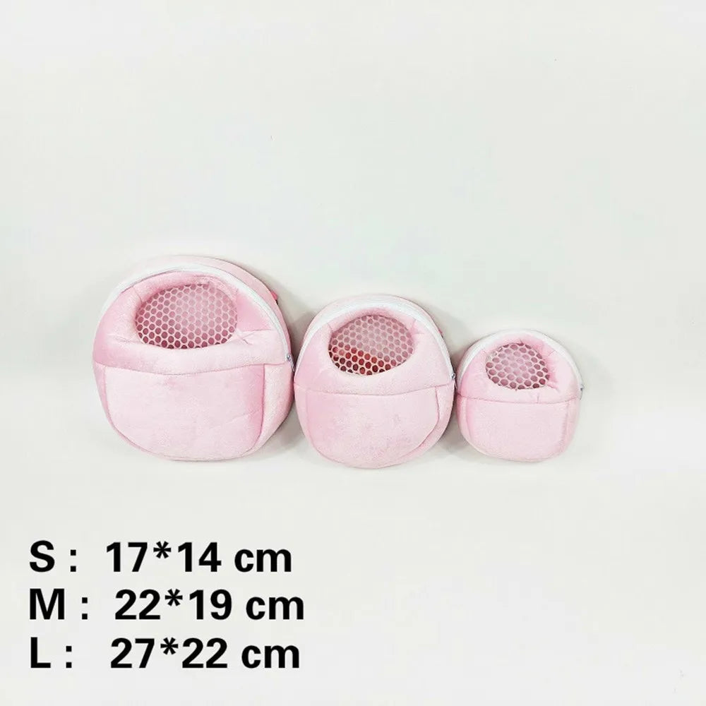 Hamster Travel Carrier Bag Chinchilla Guinea Pig Bunny Breathable Carrier Cage Warm Soft Travel Walking Small Animal Carrier