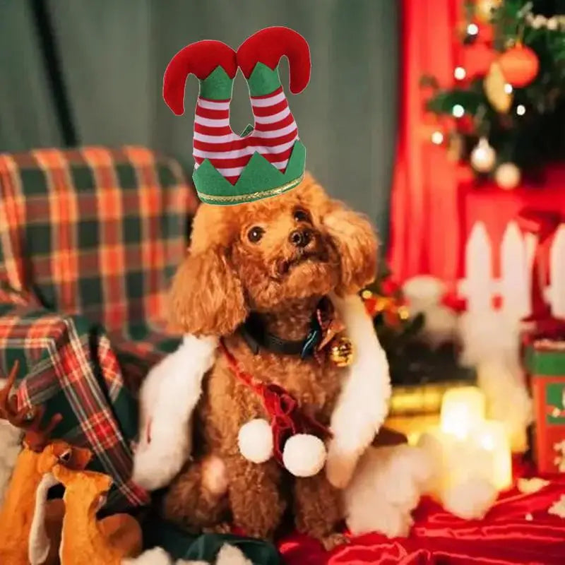 Cat Christmas Costume 3 PCS Cat Costume Pet Clothing Dog Outfits Plush Clown Collar Hat Comfortable Adjustable Cute Costume Suit