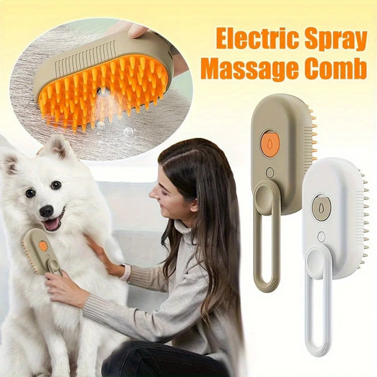 3-in-1 Electric Pet Bath Brush - Grooming Tool with Steamy Massage & Anti-Splash Spray for Easy Washing & Deshedding