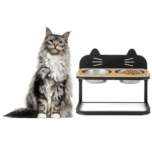 Elevated Pet Feeder with 2 StainlSteel Bowls for Cats and Small and Medium Dogs