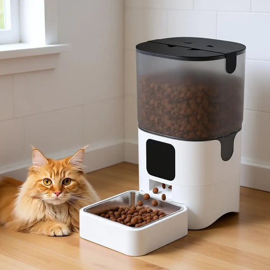 Automatic Pet Feeder with APP Control or Remote Feeding, Detachable & Easy Clean, Stainless Steel Bowl, 1-10 Meals Per Day for C
