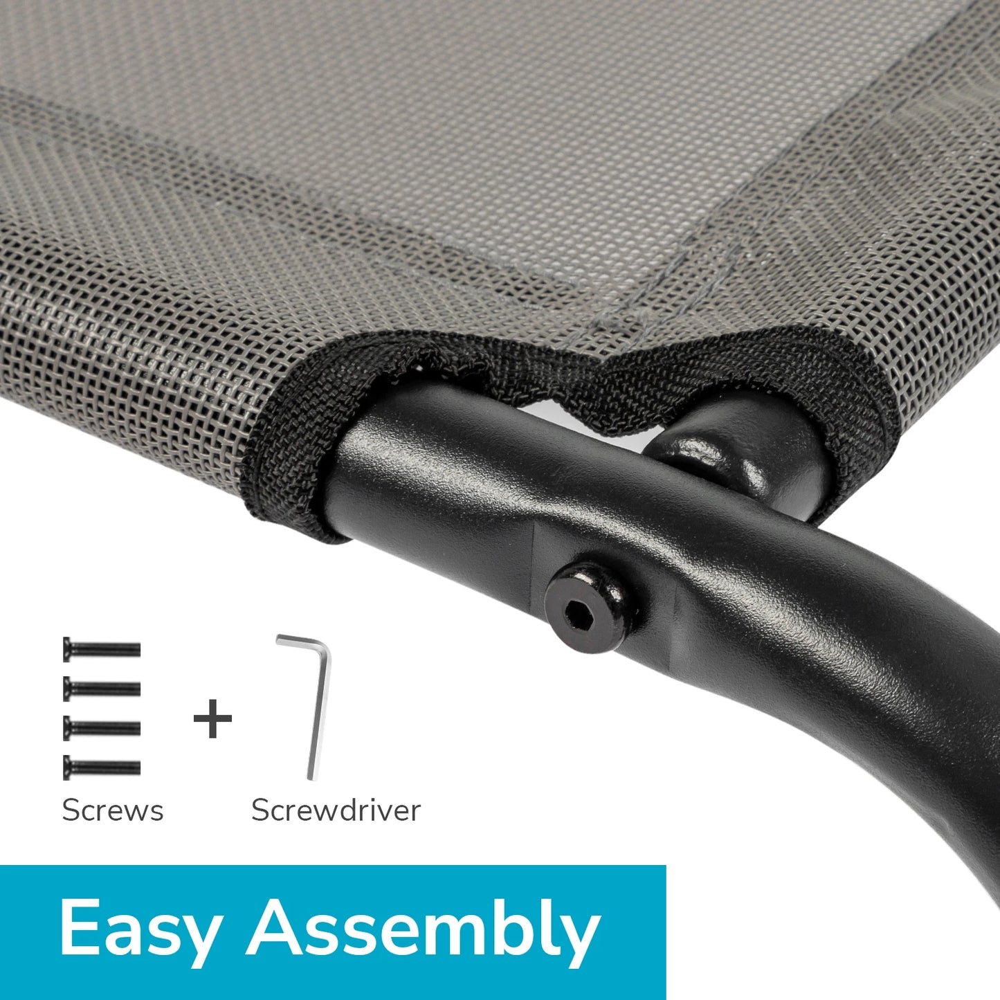 Elevated Dog Bed 43"D X 26"W X 8"H - Gray, Durable Textilene Mesh for Comfort, Breathable Design for Cooling & Joint Support