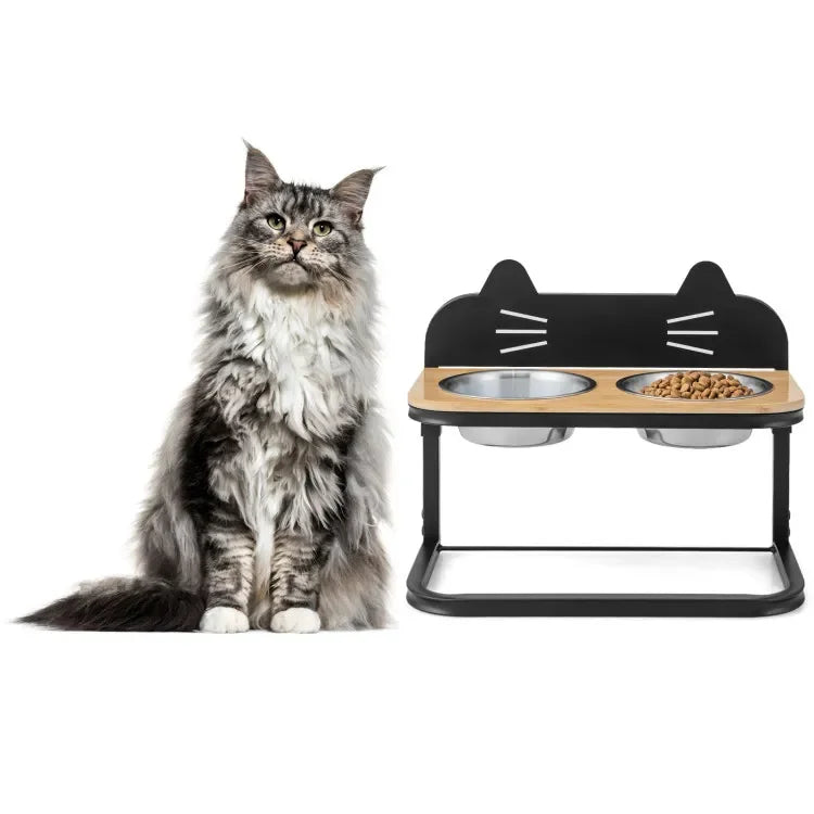 Elevated Pet Feeder with 2 StainlSteel Bowls for Cats and Small and Medium Dogs