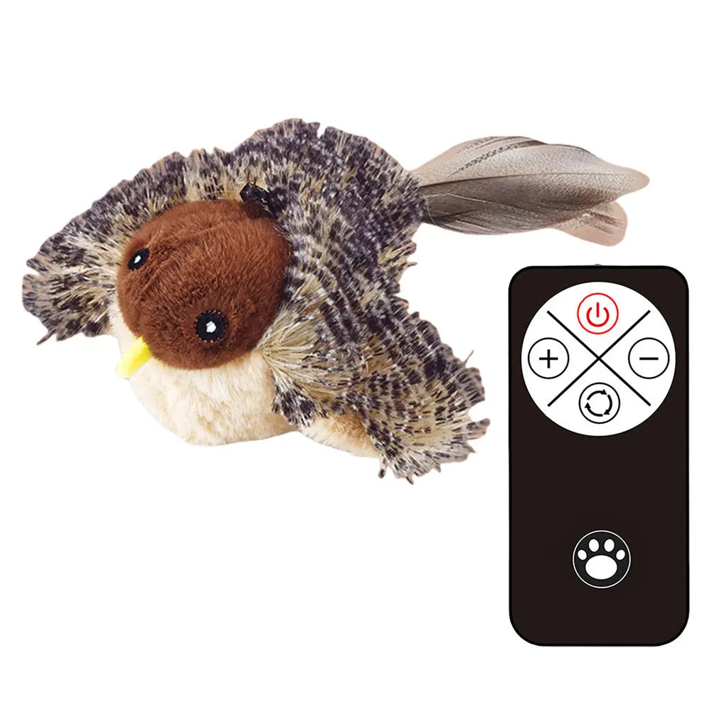 Flying Bird Cat Toy Interactive Cat Toys Kitten Chirping Bird Toy Plush Cats Pets Teasing Toys Chirping Flapping Bird(no Flying)