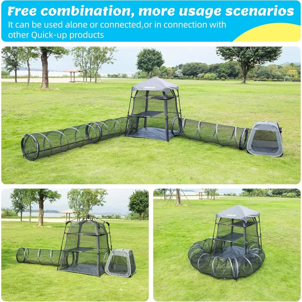 Enclosure Kitten and Tower Tent for Indoor and Outdoor, 3 Tier Cage Inside, Outdoor Catio, Portable and Foldable, Two Doors Desi