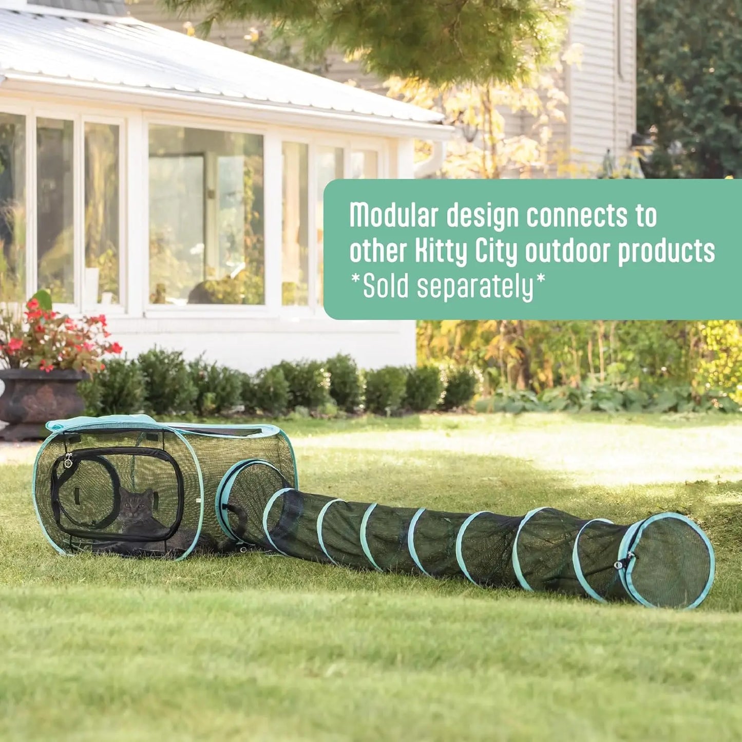 Outdoor Catio Furniture and Play Kits for Cats, 20' Tunnel