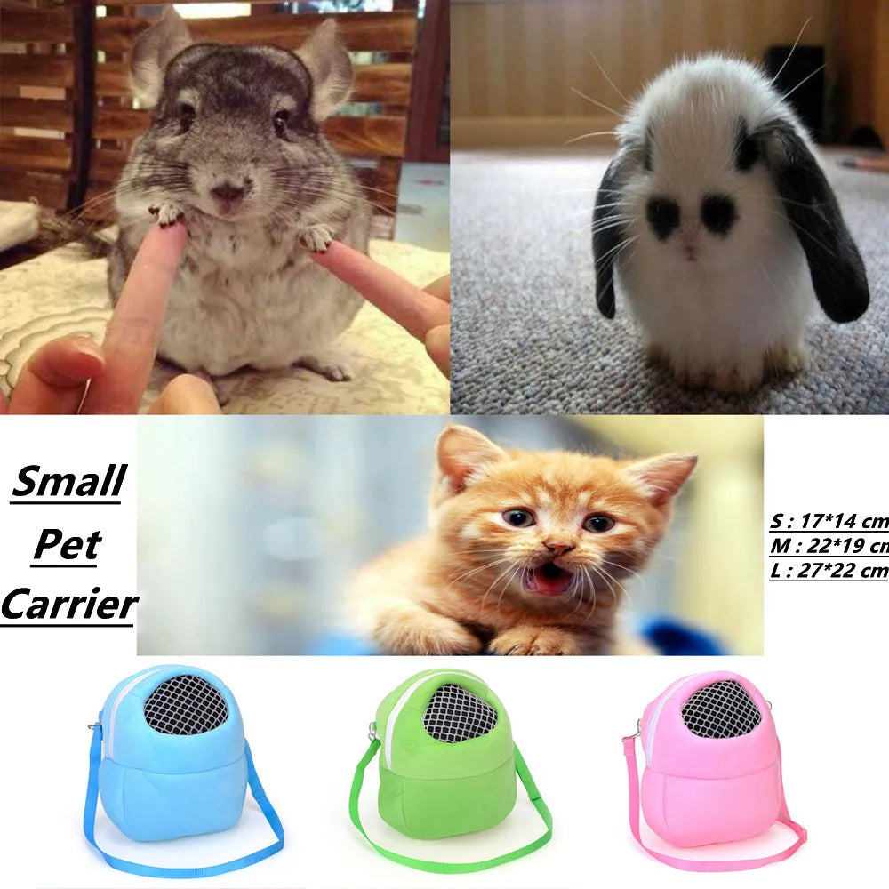 Hamster Travel Carrier Bag Chinchilla Guinea Pig Bunny Breathable Carrier Cage Warm Soft Travel Walking Small Animal Carrier