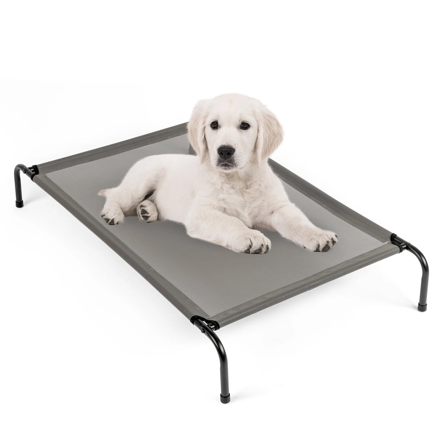 Elevated Dog Bed 43"D X 26"W X 8"H - Gray, Durable Textilene Mesh for Comfort, Breathable Design for Cooling & Joint Support