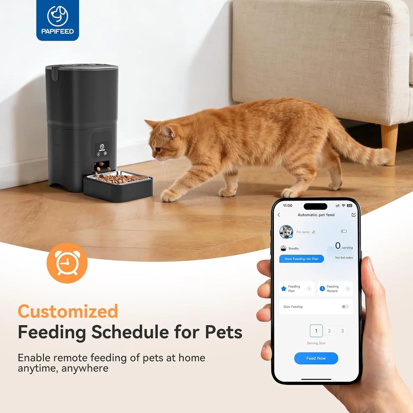Automatic Cat Feeder, 6L Smart WiFi Pet Food Dispenser with App Control, Bluetooth Setup, Stainless Steel Bowl