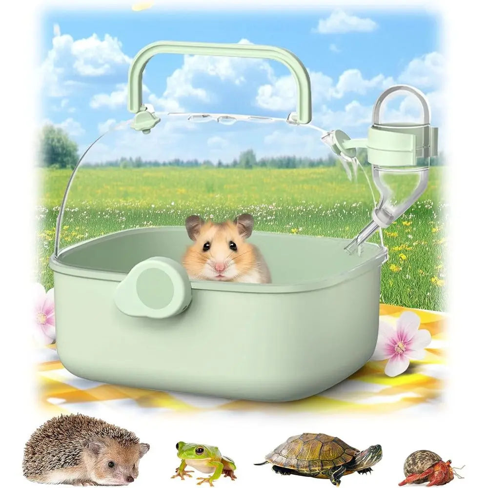 Portable Hamster Carrier for Travel - Acrylic Small Animal Cage with Ventilation Holes,Escape-Proof Hamster Travel Cage for Outd