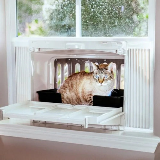 VistaLoo Window Catio Perch Litter Box Premium Outdoor Perch for Indoor Cats Natural Odor-Free Living Environment All-Weather C