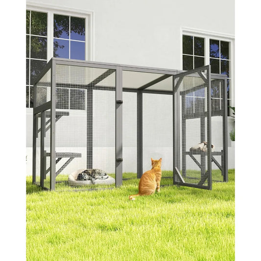 Catio Outdoor Cat Enclosure, Large Cat Houses & Condos, Cattio for Apartment Balcony, Window Cat Cage Weat