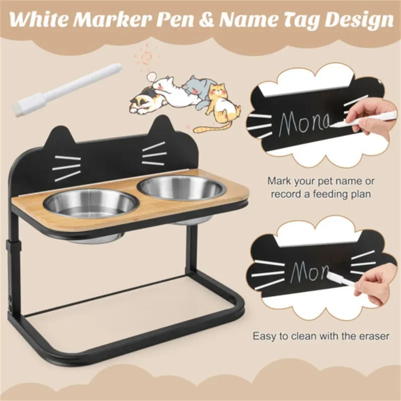 Pet Feeder With 2 Stainless Steel Bowls Adjustable Height For Cats And Small And Medium Dogs Premium Stainless Steel Dog Bowls