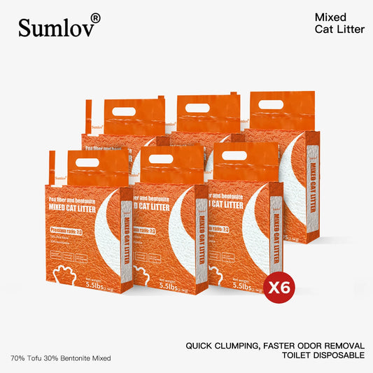 33lbs Sumlov MIXED Tofu Cat Litter, Natural Botanical, Dust-Free, Quick Clumping, Odor Control