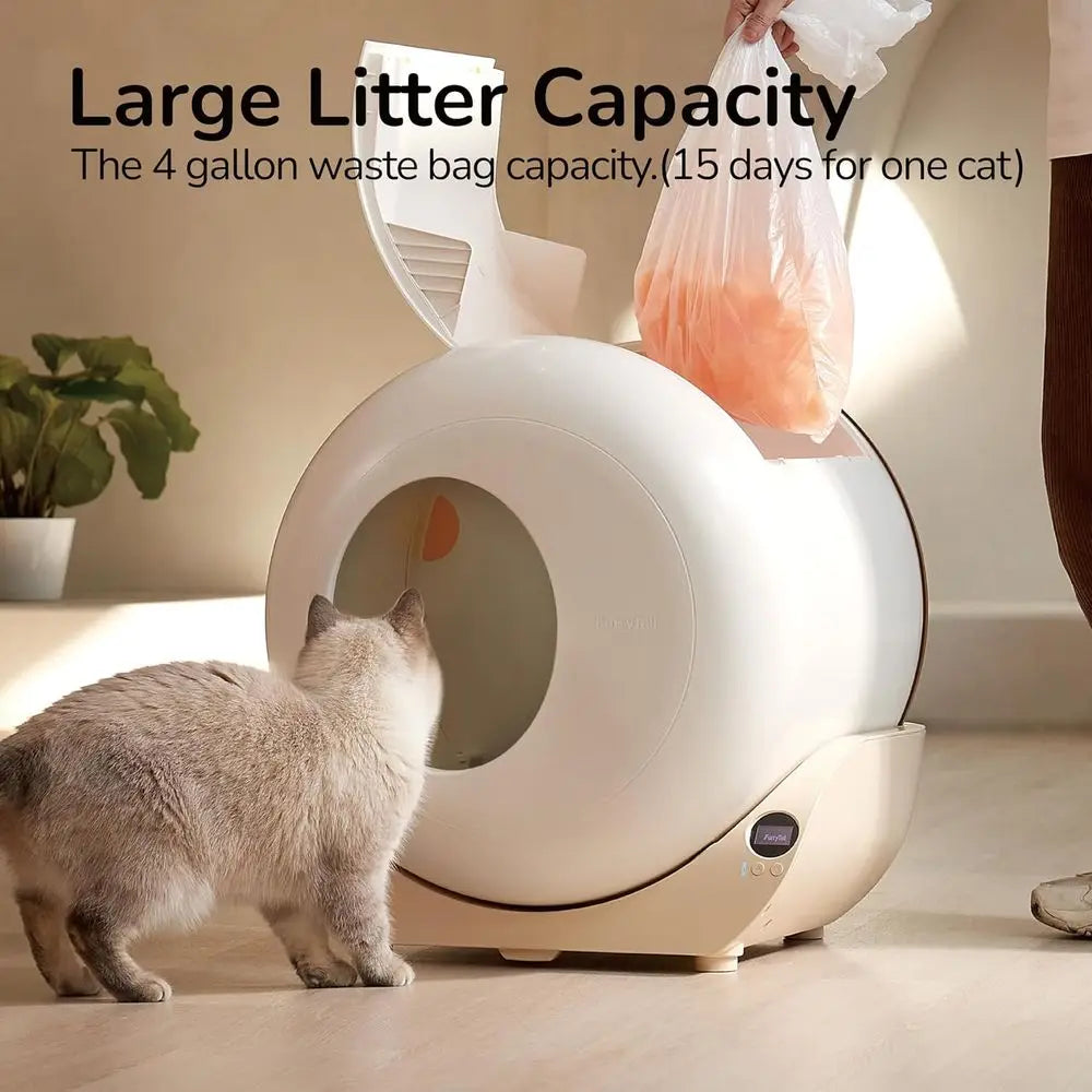 Cleaning Litter Box with APP - Automatic Cat Litter Box or All Your Cats, Odor Control, Spacious Interior and Large Customized