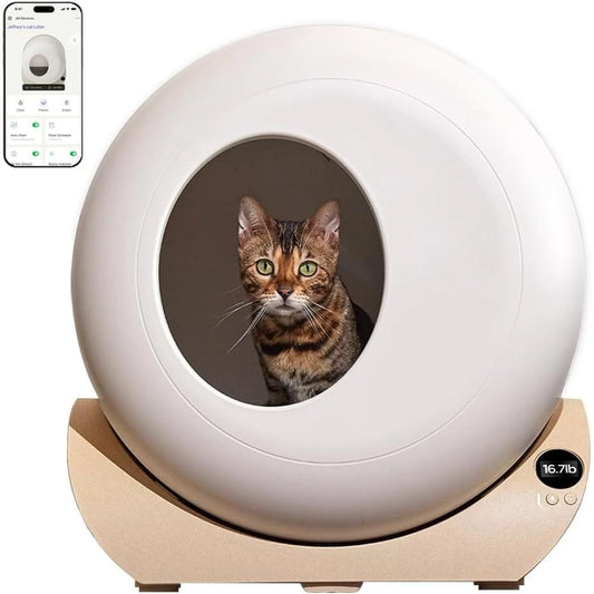 Cleaning Litter Box with APP - Automatic Cat Litter Box or All Your Cats, Odor Control, Spacious Interior and Large Customized