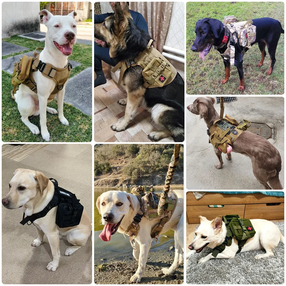 Dog Tactical Bags Set Molle Pouches Belt Attaching on Harness Sticker Military Dog Training Bags For Large Dogs Accessories