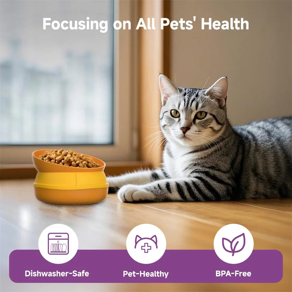5-in-1 Burger Pet Bowls Set - Tilted Bowl, Elevated Bowl, Slow Feeder, Lick Mat, Non-slip Bowl for Dog & Cat