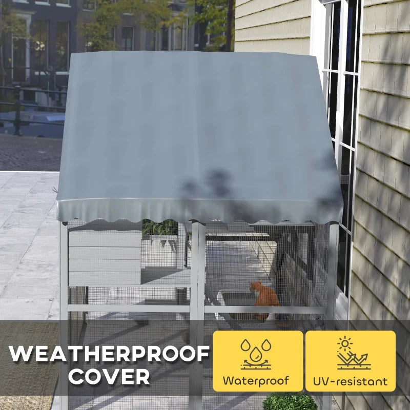 Large Outdoor Cat Patio (73" W) - 6-Tier Catio with Condos, Platforms & Ladder, Fir Wood, Waterproof & Anti-UV Design