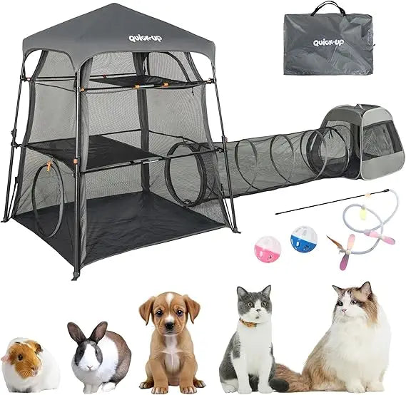 Enclosure Kitten and Tower Tent for Indoor and Outdoor, 3 Tier Cage Inside, Outdoor Catio, Portable and Foldable, Two Doors Desi