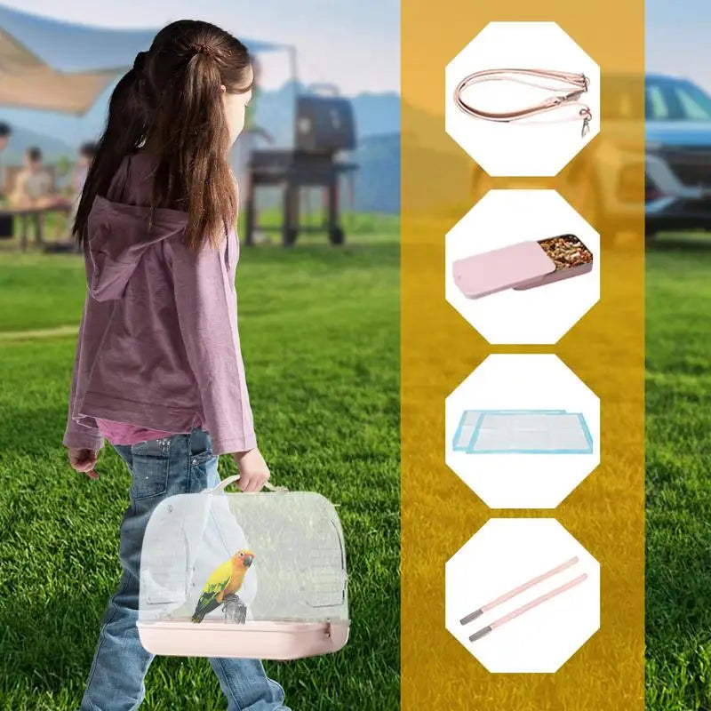 Travel Bird Cage Portable Bird Carrier Backpack Transparent Cockatiel Cage Removable Breathable Bird Transport Bag Cockatiel