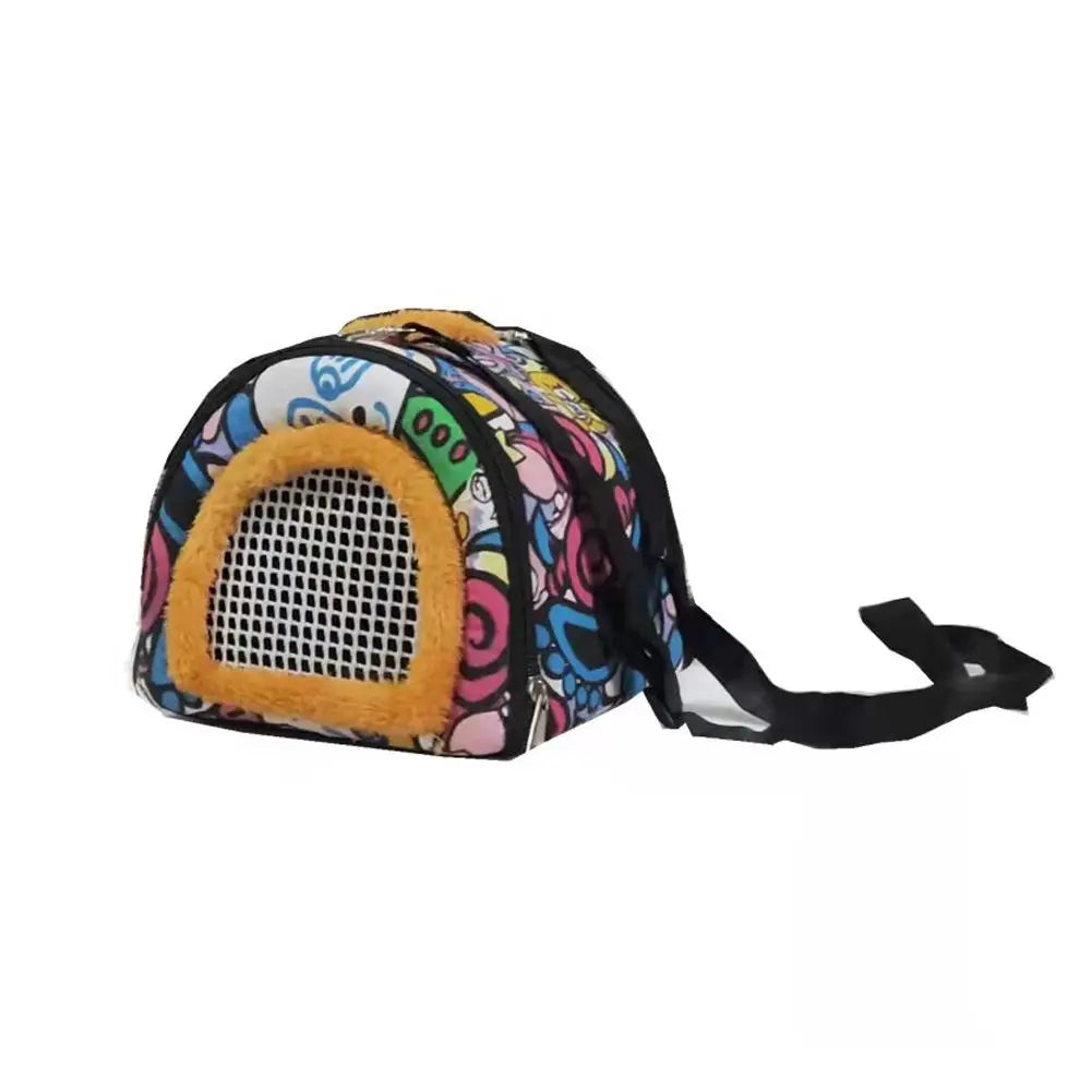 Hamster Travel Carrier Bag Chinchilla Guinea Pig Bunny Breathable Carrier Cage Warm Soft Travel Walking Small Animal Carrier