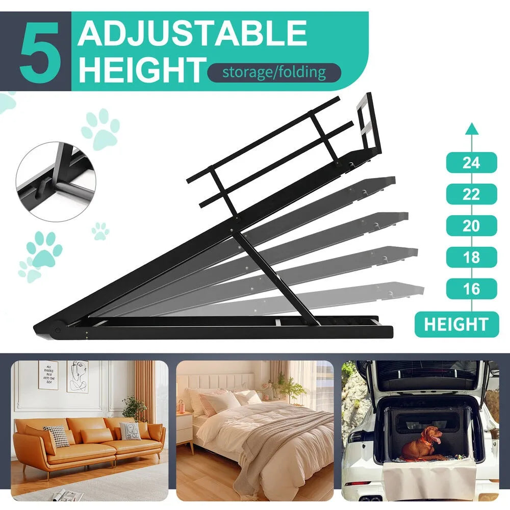 Dog Ramp For Bed Car Couch Truck Folding Pet Ramp Stairs Suit Small & Large Dog