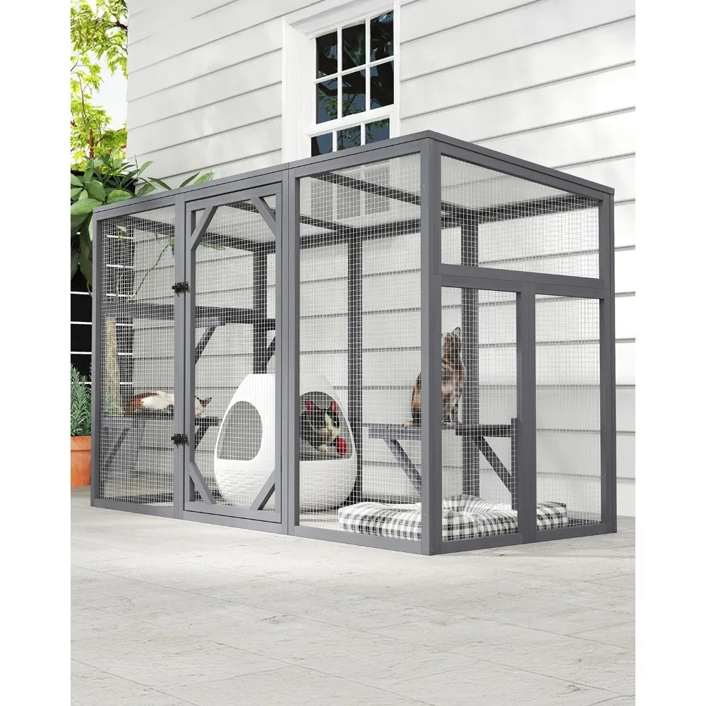 Catio Outdoor Cat Enclosure, Large Cat Houses & Condos, Cattio for Apartment Balcony, Window Cat Cage Weat