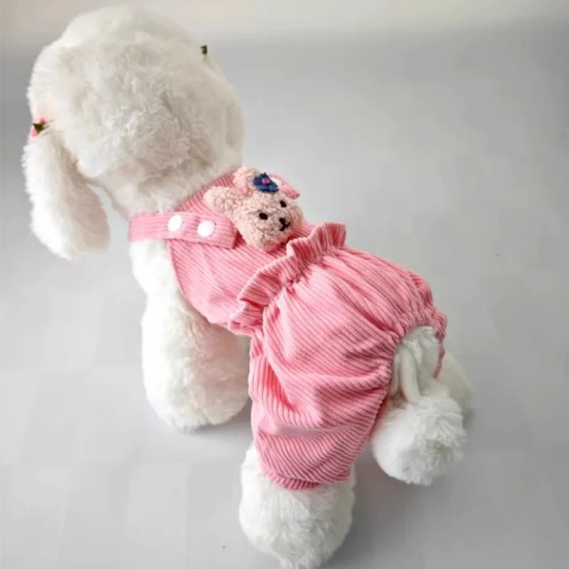 Cute Dog Jumpsuit Dog Clothes Pink Yellow Strap Jumpsuits Clothing for Chihuahua Pet Overalls Pajamas for Small Medium Dogs XXL