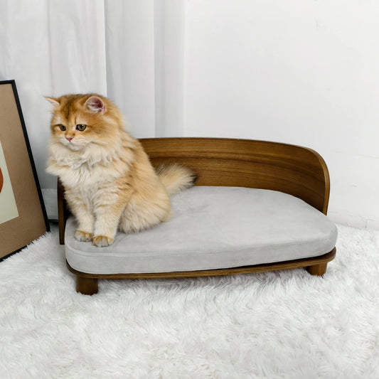BingoPaw S/M Elevated Cat Bed Wooden Indoor Cat Couch Bed, Pet Sofa Chair Lounge for Kitty, Puppy or Small Animal