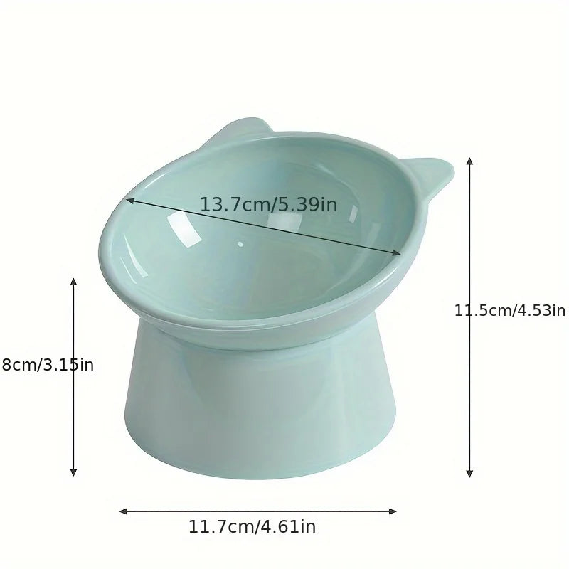 3-in-1 Elevated Cat Bowl Set, Raised Feeder with Anti-Slip Base & Cat-Ear Design for Multi-Cat Homes, Pink Green Blue