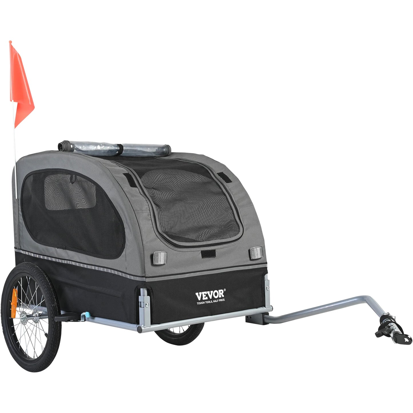 SucceBuy 88 lbs Dog Bike Trailer Pet Cart Bicycle Carrier with Wheels Coupler Reflectors Flag Collapsible to Store for Dogs