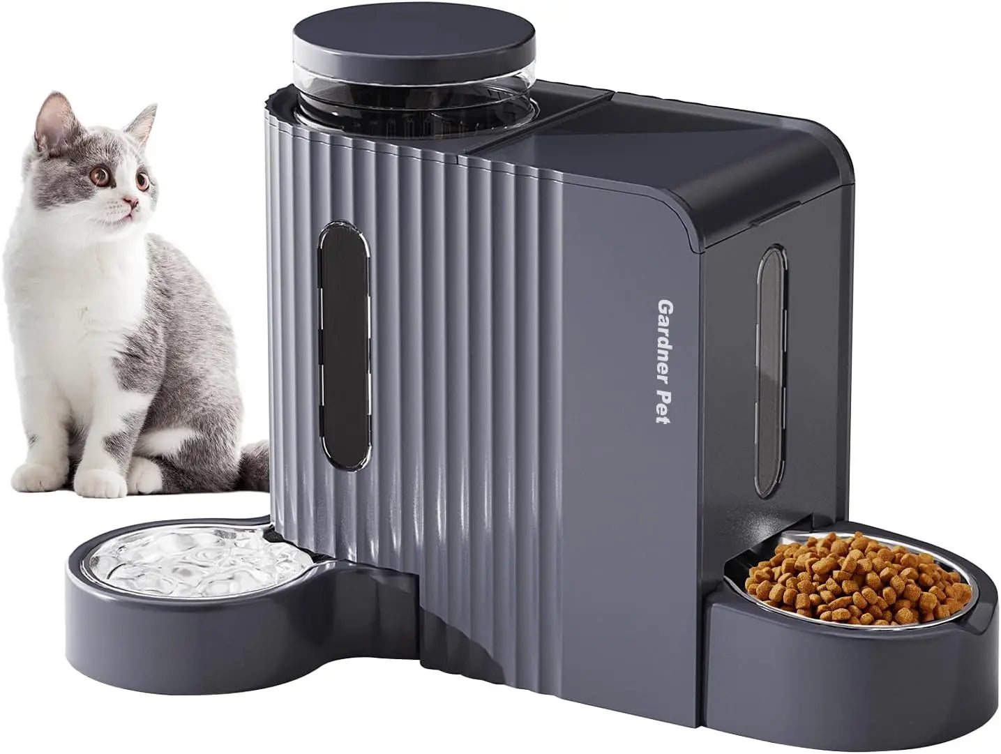 SUNTUG 2-in-1 Gravity Pet Feeder Water Dispenser 0.8Gal*2 BPA-Free Stainless Steel Bowl for Dog Cat Green
