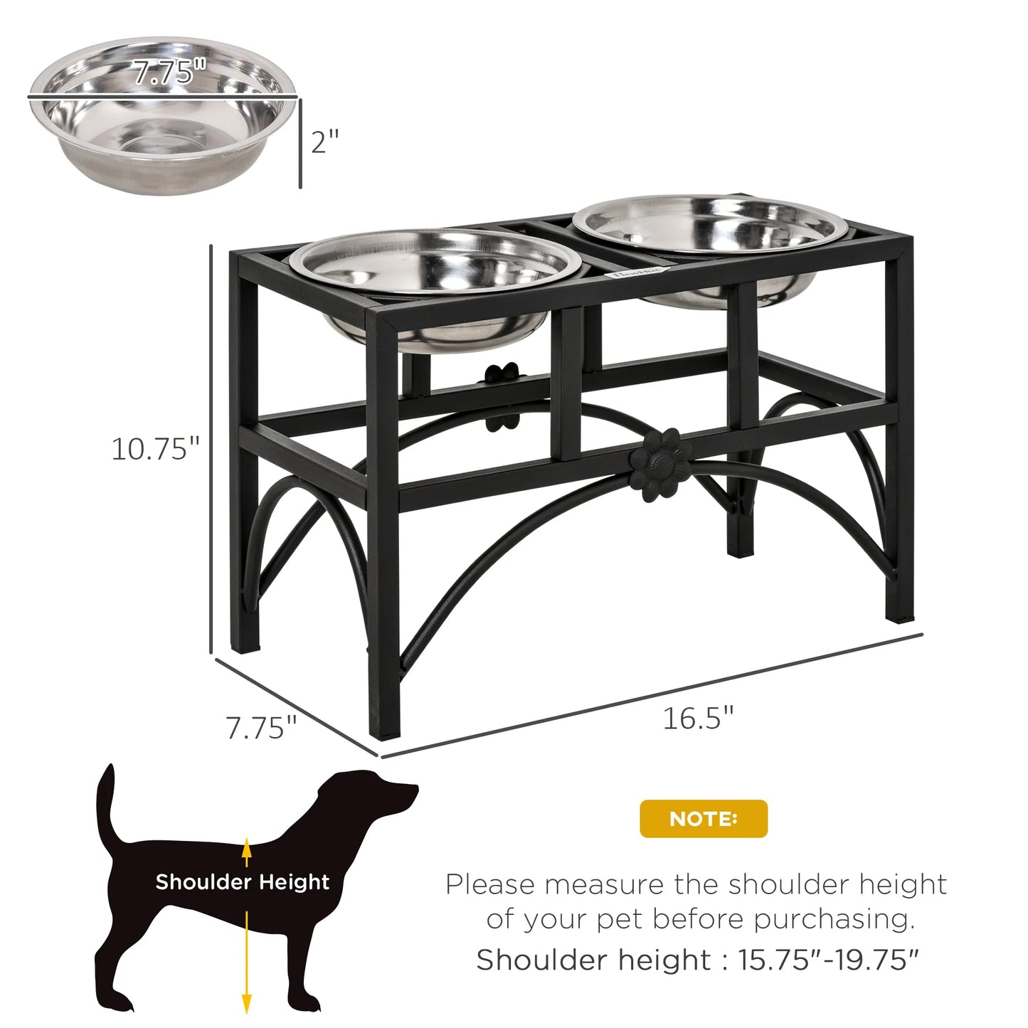 Dog Food Feeder Bowl - 2-in-1 Stainless Steel Pet Dish with Non-Slip Metal Base, Durable and Easy to Clean
