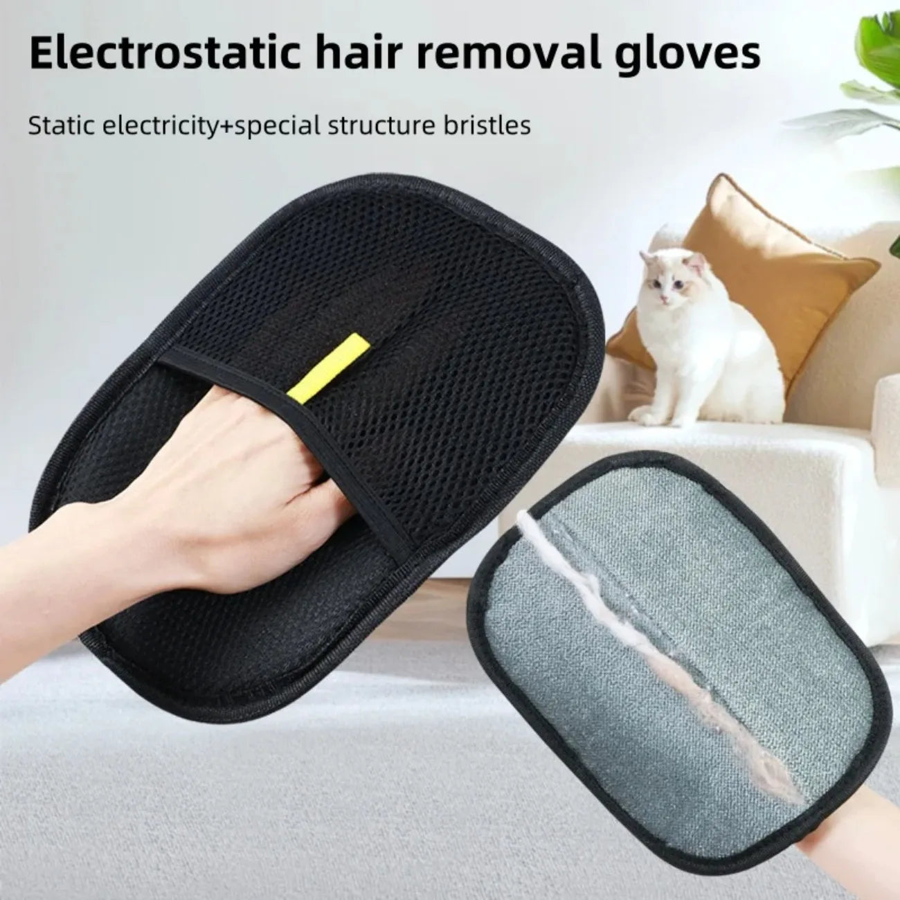Reusable Pet Hair Removal Gloves – Gentle Deshedding Brush for Bathing & Daily Grooming, Works on Furniture & Carpets Too