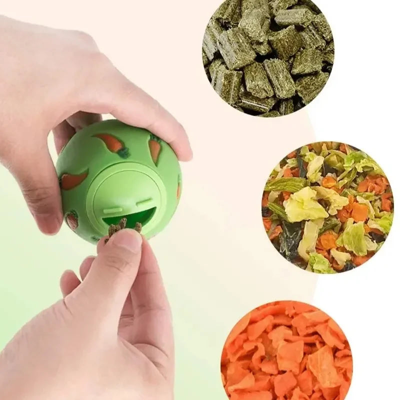 1pcs Rabbit Treat Ball Pet Slow Feeder Interactive Bunny Toy Snack Toy Ball Bite Resistant Feeding Toys Ferret Kitty Hamster Toy