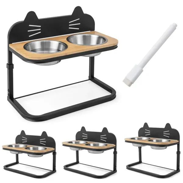Elevated Pet Feeder with 2 StainlSteel Bowls for Cats and Small and Medium Dogs