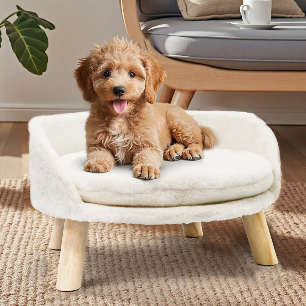 Ultra Soft Elevated Dog Cat Sofa Bed Couch Pet Puppy Chair Backrest Stool Seat Lounger with Removable Waterproof Padded Cushion