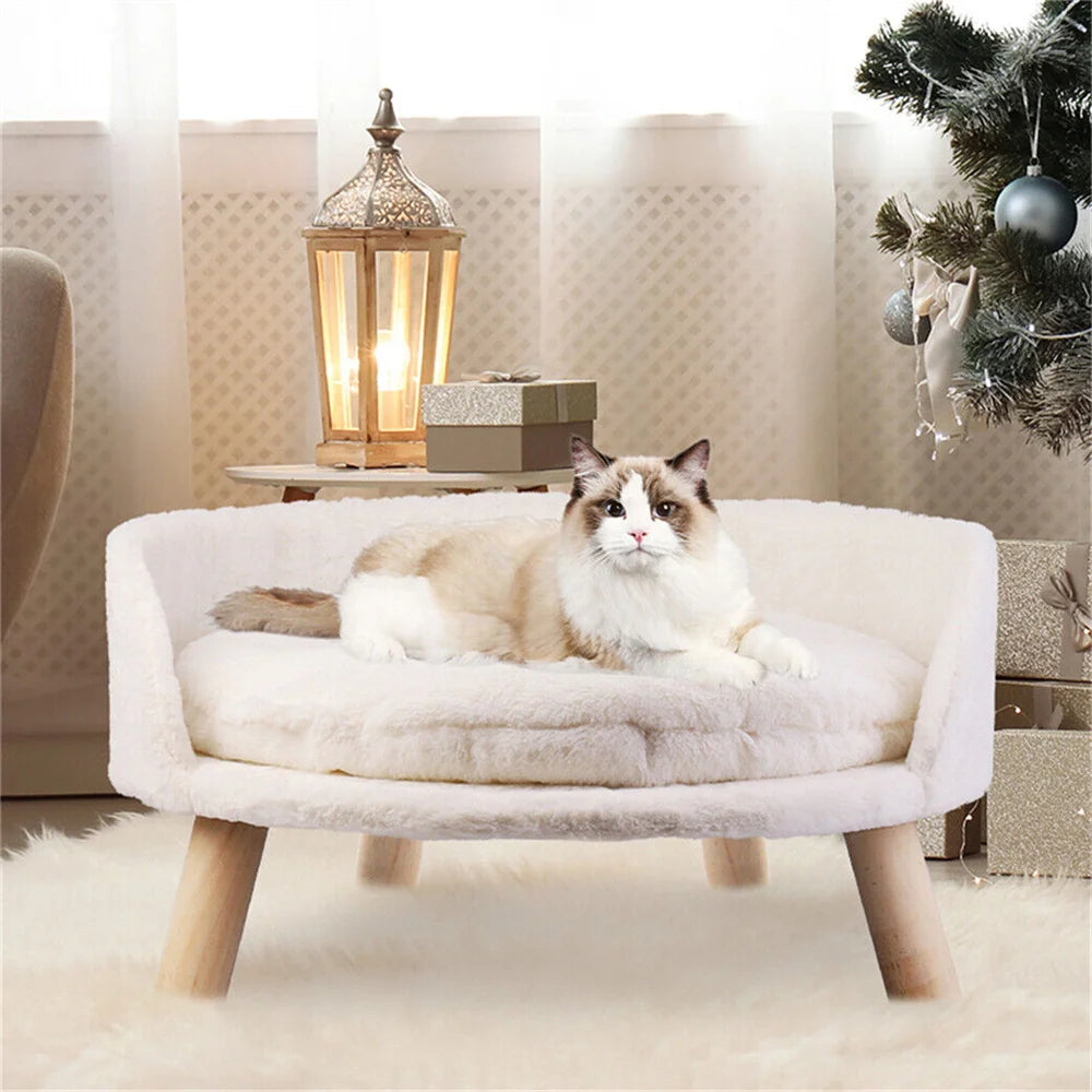 Ultra Soft Elevated Dog Cat Sofa Bed Couch Pet Puppy Chair Backrest Stool Seat Lounger with Removable Waterproof Padded Cushion