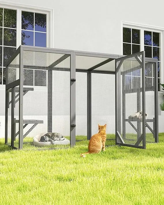 Catio Outdoor Cat Enclosure, Large Cat Houses & Condos, Cattio for Apartment Balcony, Window Cat Cage Weat