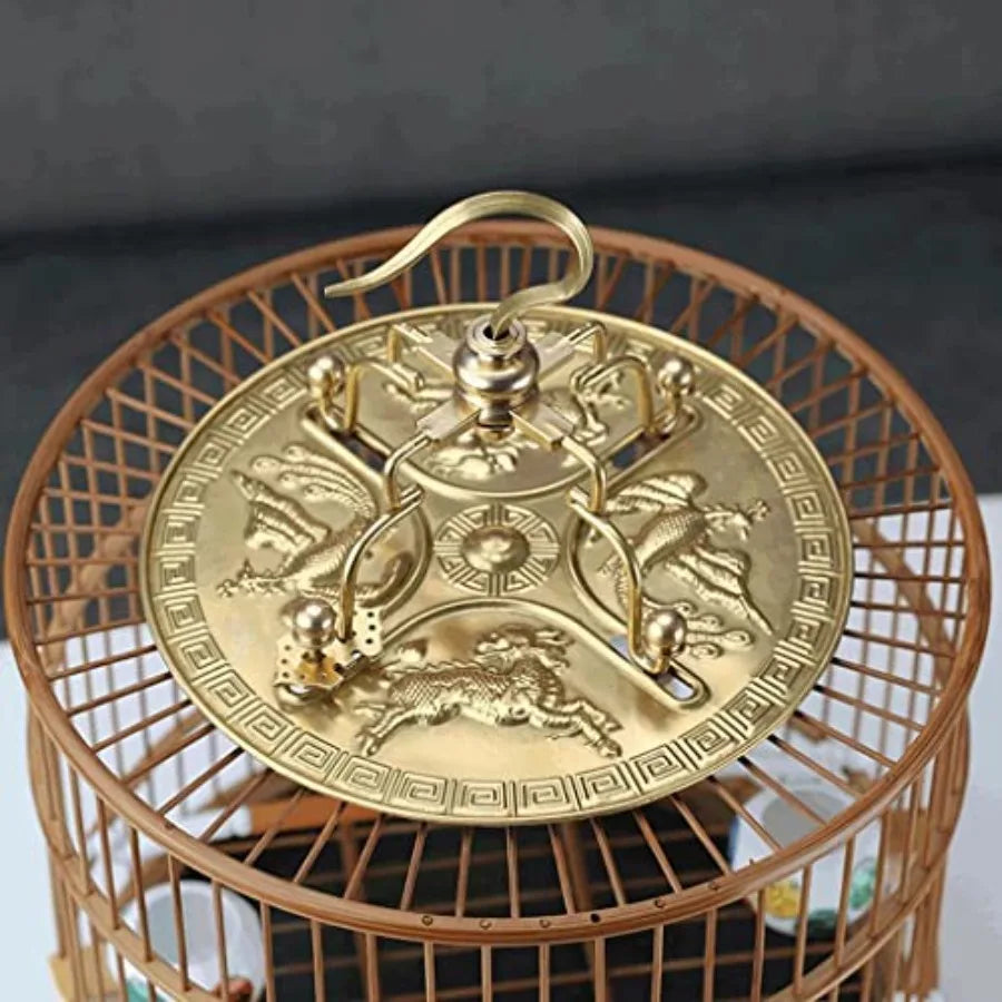 LIOONS Birdcages Bamboo Bird Flight Cage Portable Birdcage Simple Retro Bird Cage Round Bird House Carrier with Rolling Stand