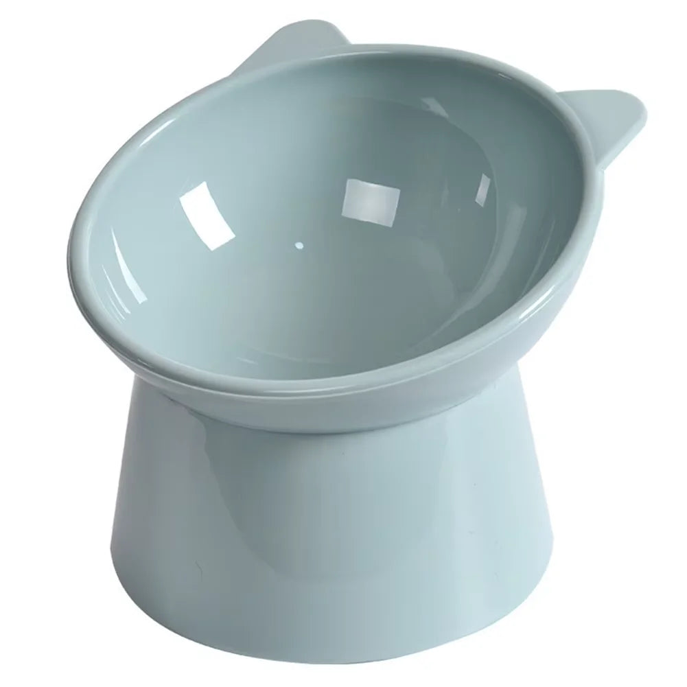 3-in-1 Elevated Cat Bowl Set, Raised Feeder with Anti-Slip Base & Cat-Ear Design for Multi-Cat Homes, Pink Green Blue